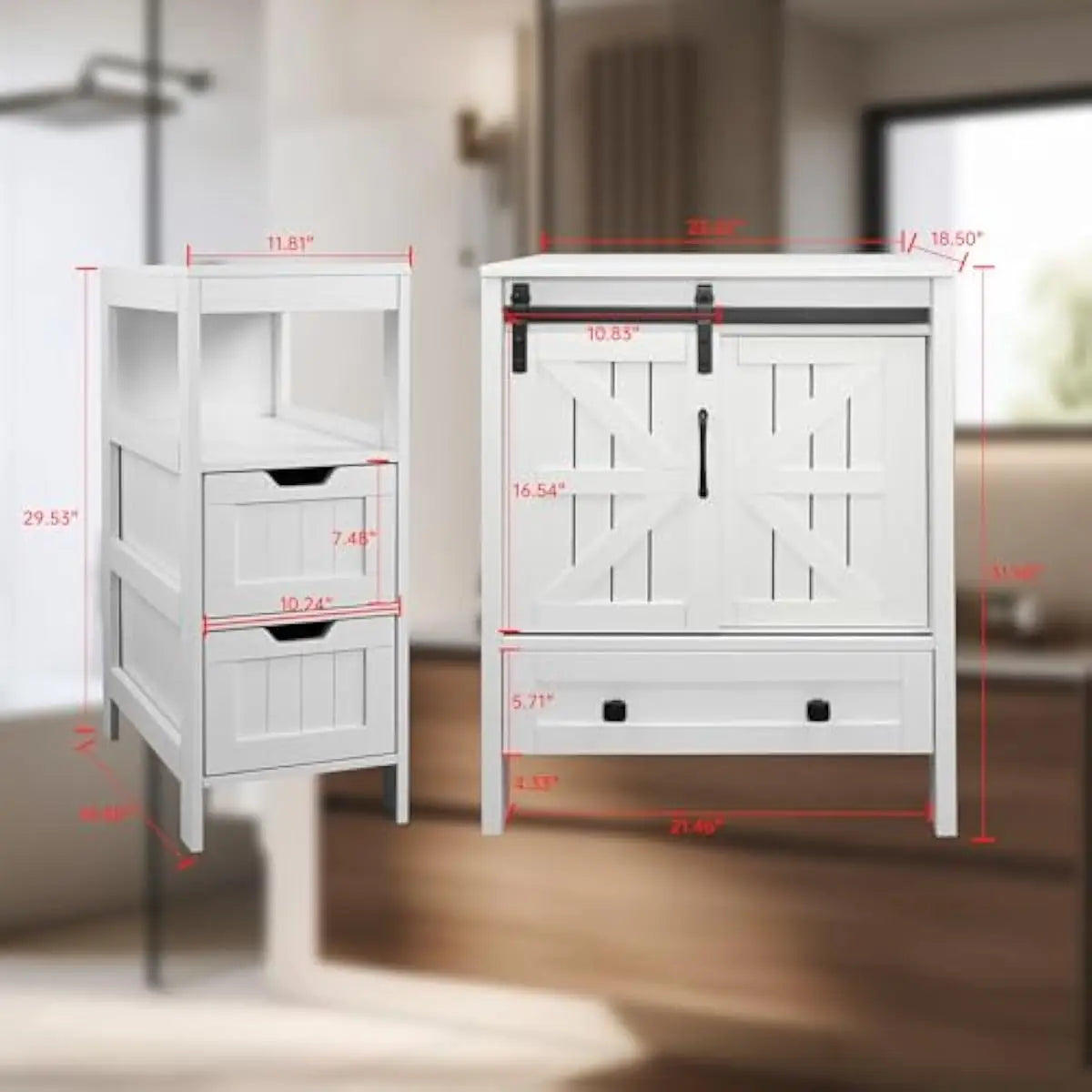 Farmhouse Bathroom Vanity Set Irregular Vessel Sink Sliding Barn Doors