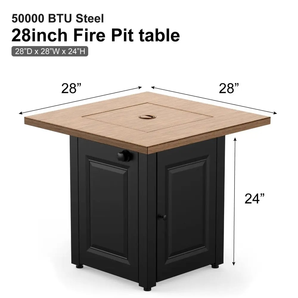 Gas Propane Fire Pit Table With Lid And Lava Rocks