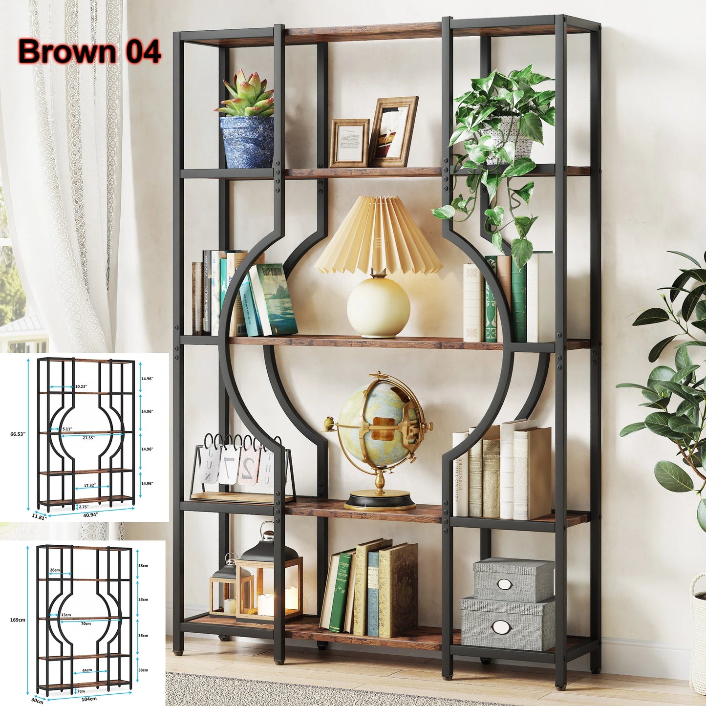 Tribesigns Industrial 5 Tier Freestanding Bookshelf