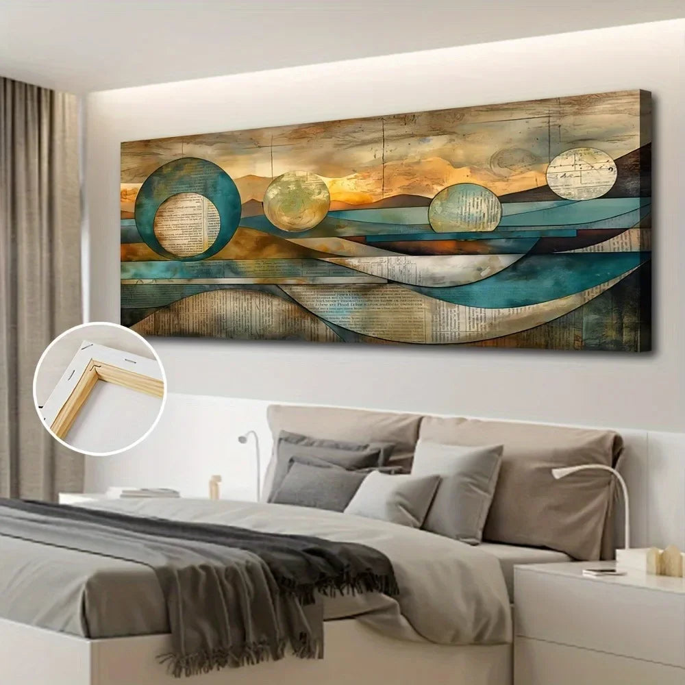 Art Deco Modern Canvas Wall Art In Pine Frame Accent