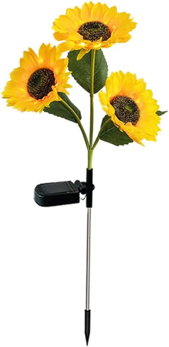Solar Sunflower Garden Stake Lights 3-Head Waterproof Outdoor LED