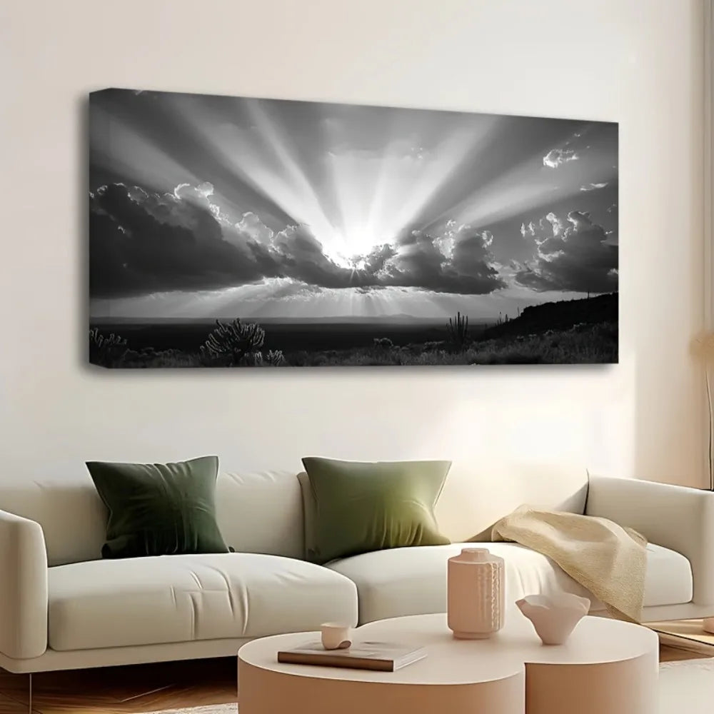 Joshua Tree Desert Oil Painting Mural Pine Wood Frame Poster