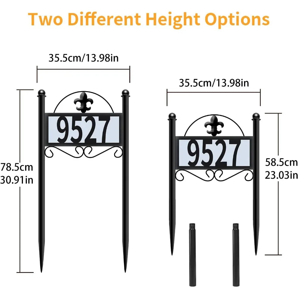 Solar Metal Address Sign With 50 Custom Numbers Weatherproof LED