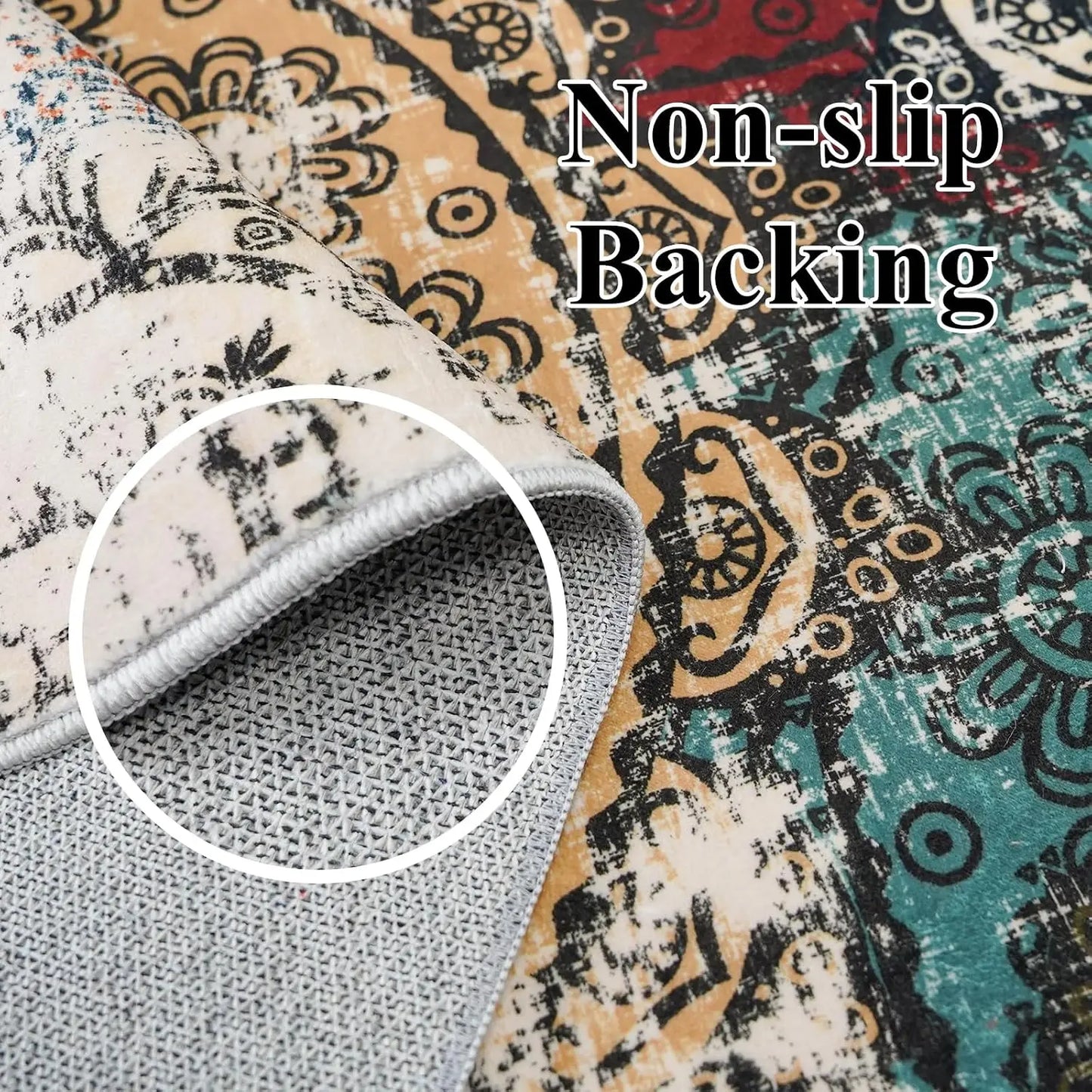 Washable 3x5 Area Rug Abstract Modern Living Room Non Slip Water Resistant
