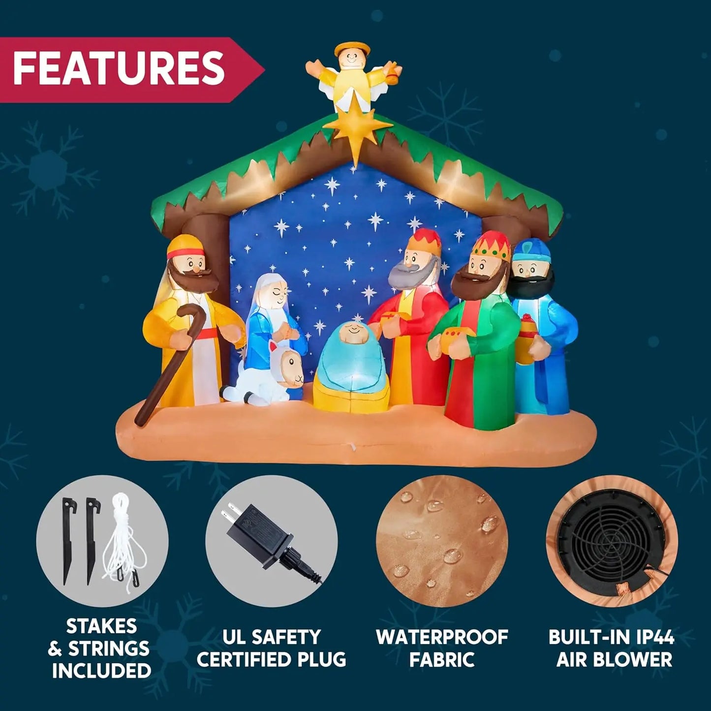 Joyfy Christmas Nativity Scene Inflatable With LEDs Outdoor Decor