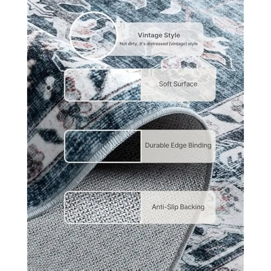 AMADA HOMEFURNISHING Washable Area Rug With Low Profile Non Slip Backing