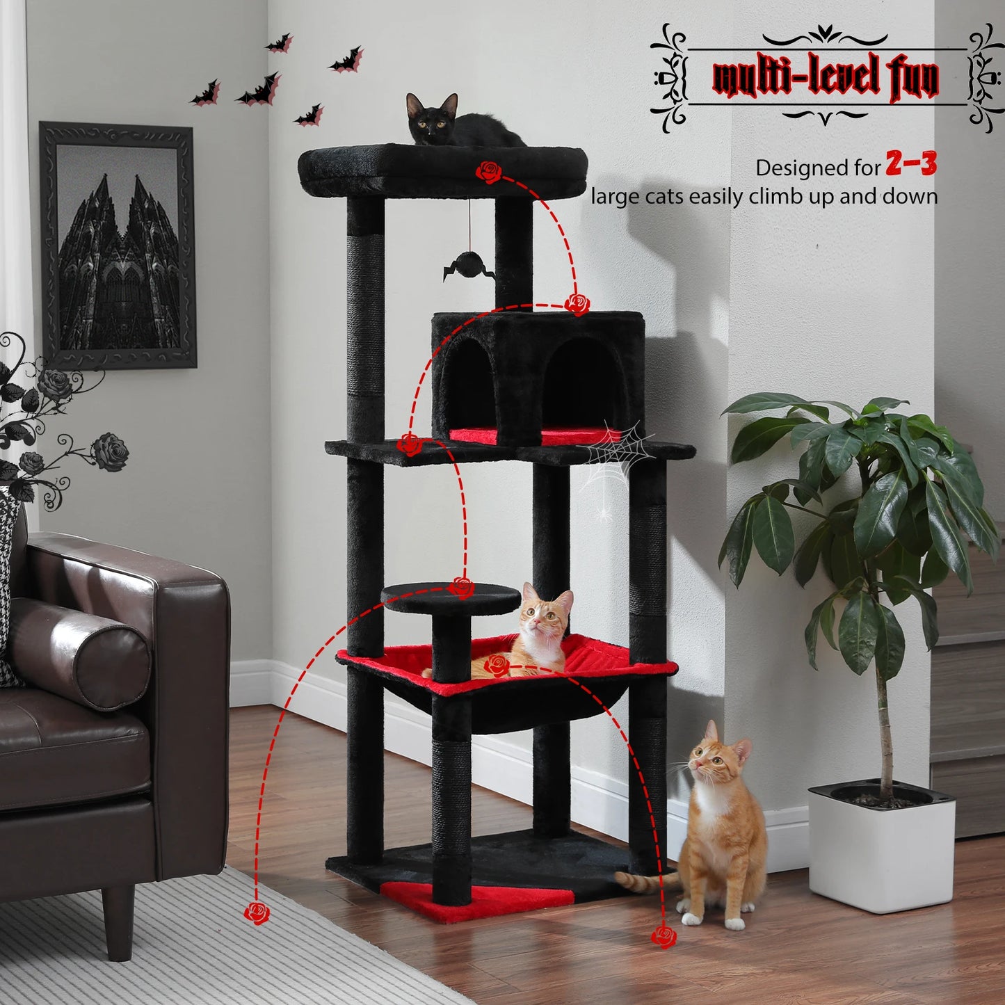 PAWZ Road Indoor Cat Tree With Hammock And Sisal Posts