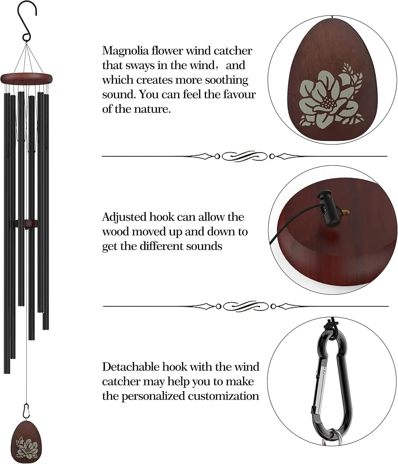 Deep Tone Wind Chimes for Outdoor Memorial and Garden Decor
