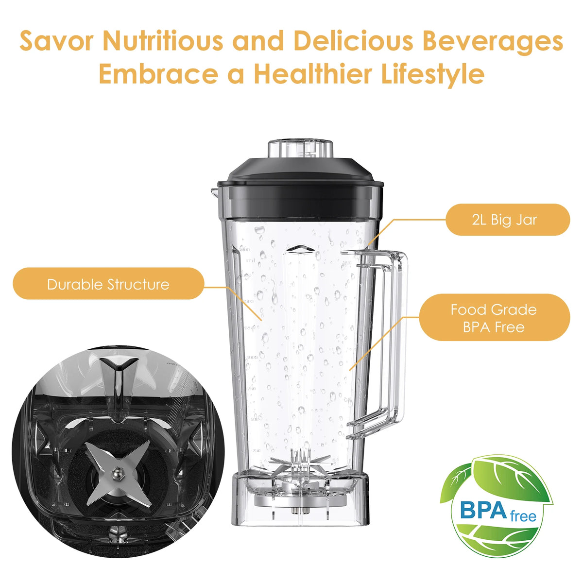 Biolomix BPA Free Heavy Duty Blender For Smoothies And Ice