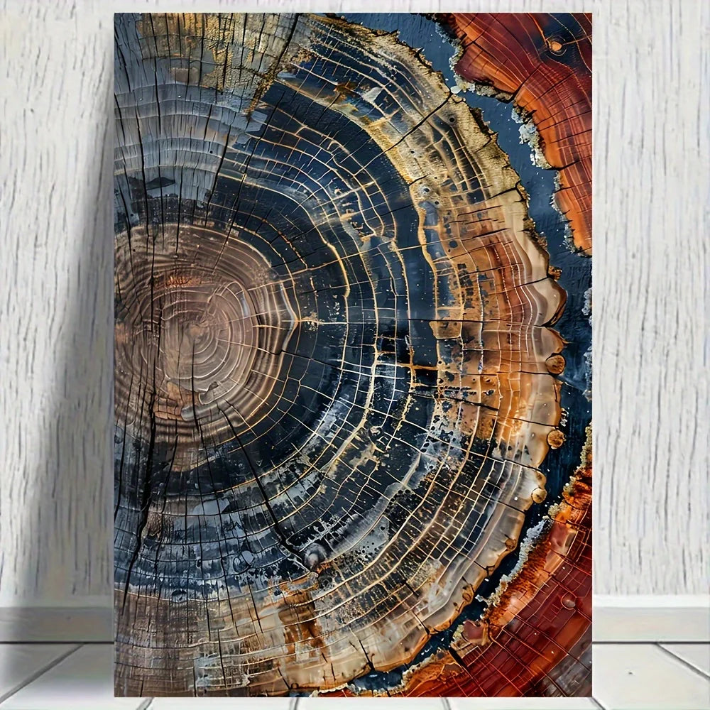 Abstract Tree Ring Canvas Art Print For Modern Wall Decor