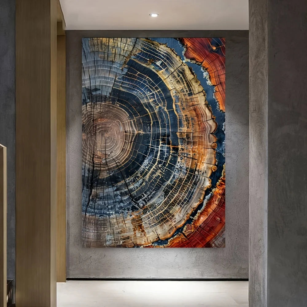 Abstract Tree Ring Canvas Art Print For Modern Wall Decor