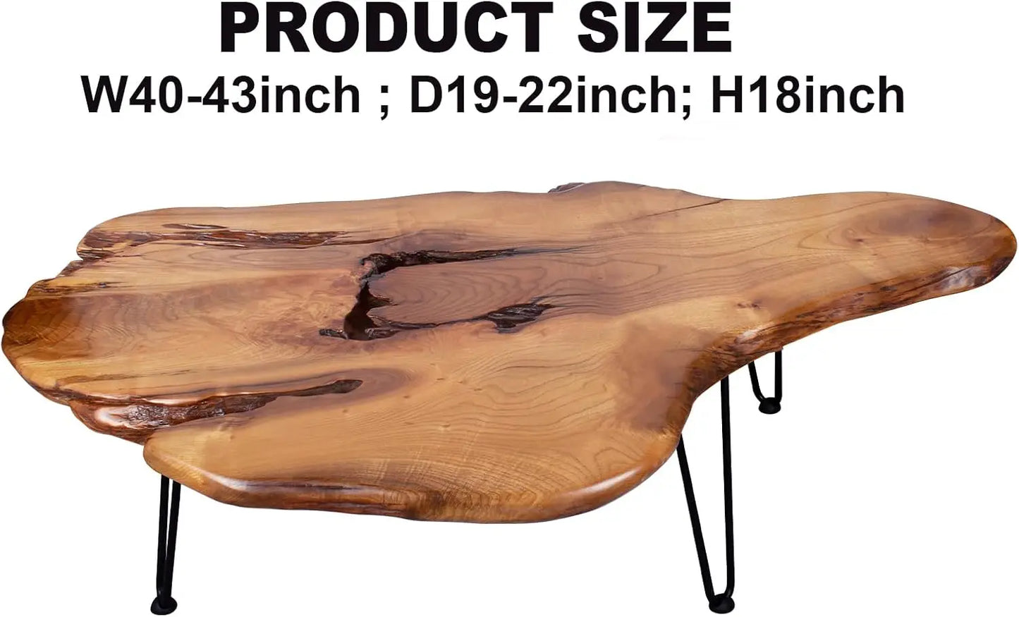 Handcrafted Edge Coffee Table With Hairpin Legs For Living Room
