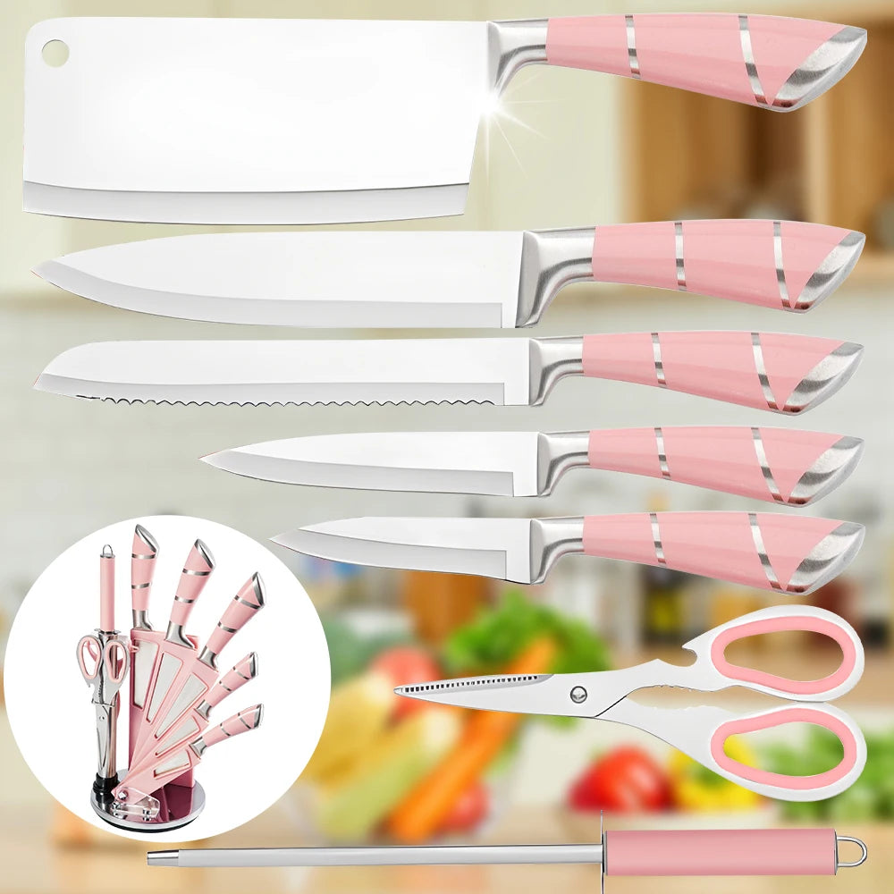ZENG Stainless Steel Kitchen Knife Set With Scissors And Peeler