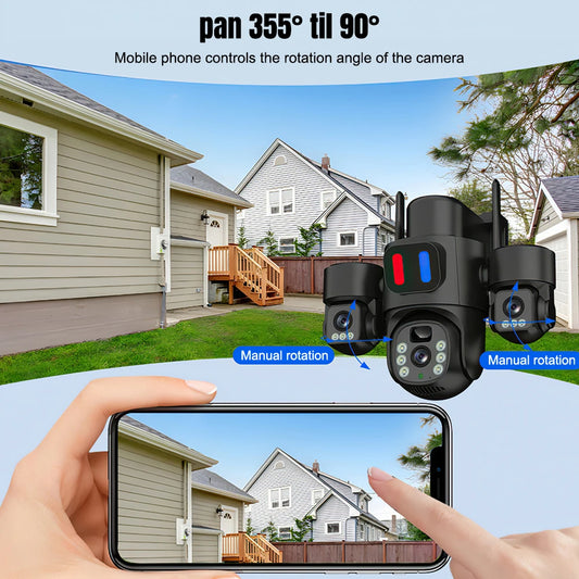 KEPEAK Solar Powered ThreeLens Security Camera Wireless WiFi PTZ Outdoor