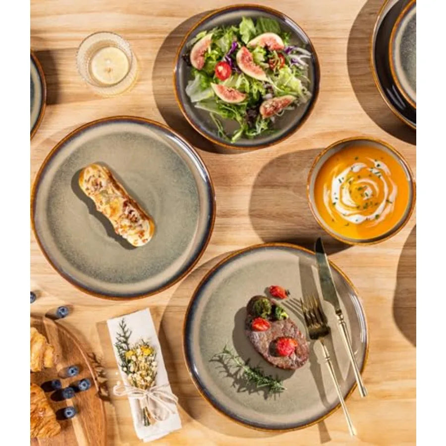 YAO HUI HUANG Ceramic Dinnerware Set for Six People Durable