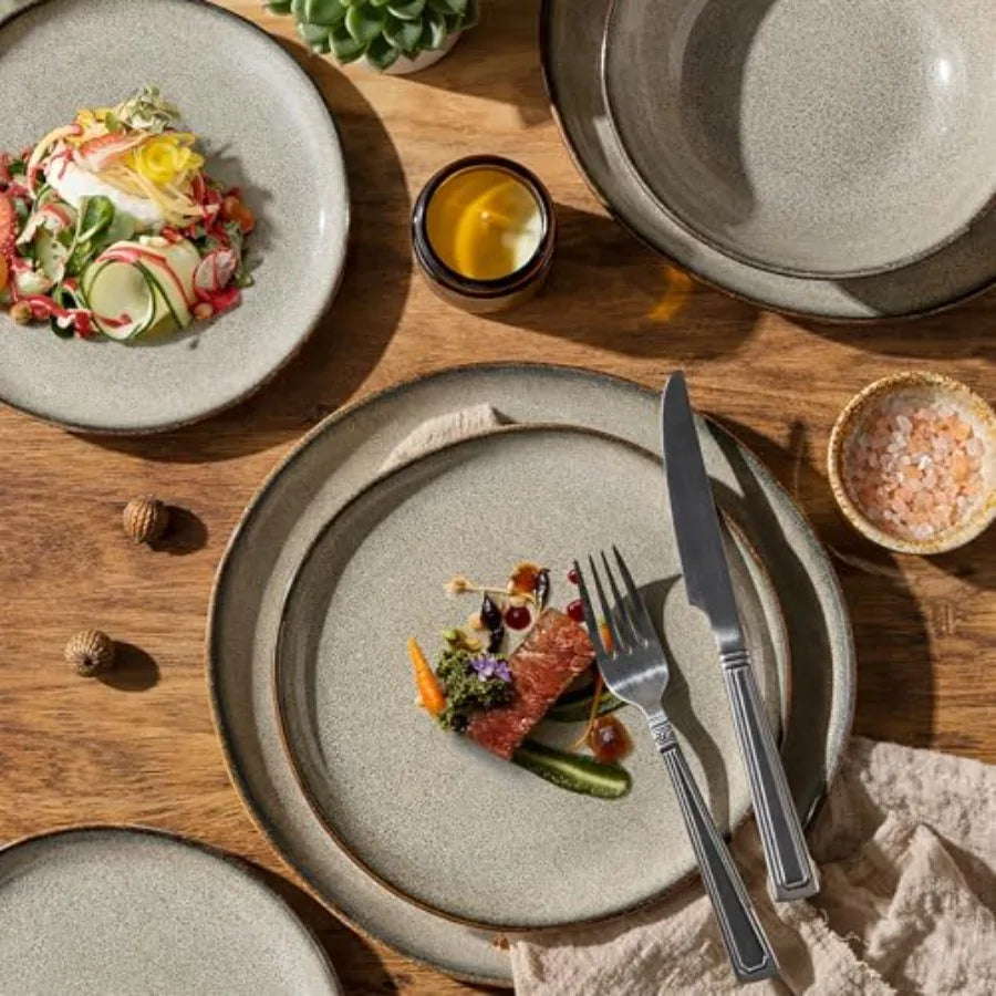 Yao Hui Huang Rustic Ceramic Dinnerware Set With Reactive Glaze