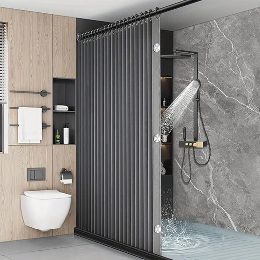 APWIKOGER Foldable Magnetic Shower Curtain Waterproof Bathroom With 14 Hooks