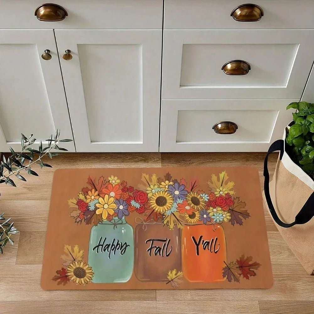 Happy Fall Yall Rubber Floor Mat Non Slip Water Absorbent