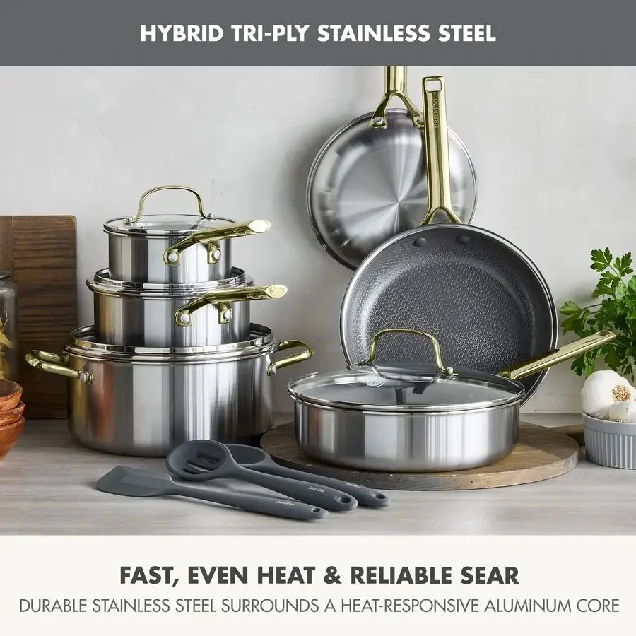 APEX Hybrid Nonstick Stainless Steel Cookware Set PFASFree Ceramic