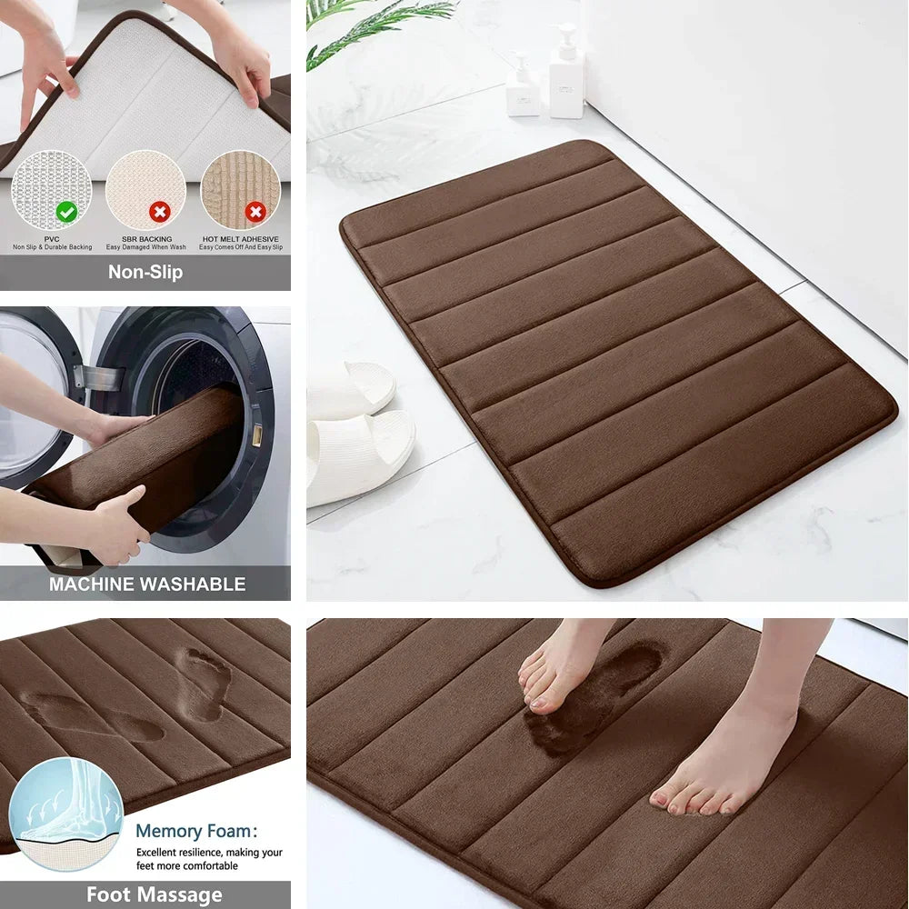 Memory Foam Bath Mat Non Slip Ultra Absorbent Machine Washable