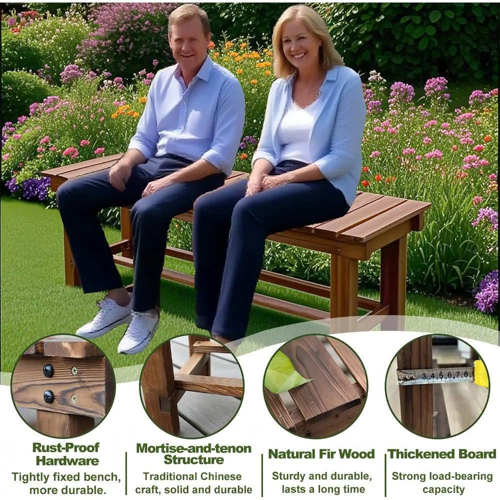 Outdoor Garden Wood Bench Weatherproof Patio Seating For Two
