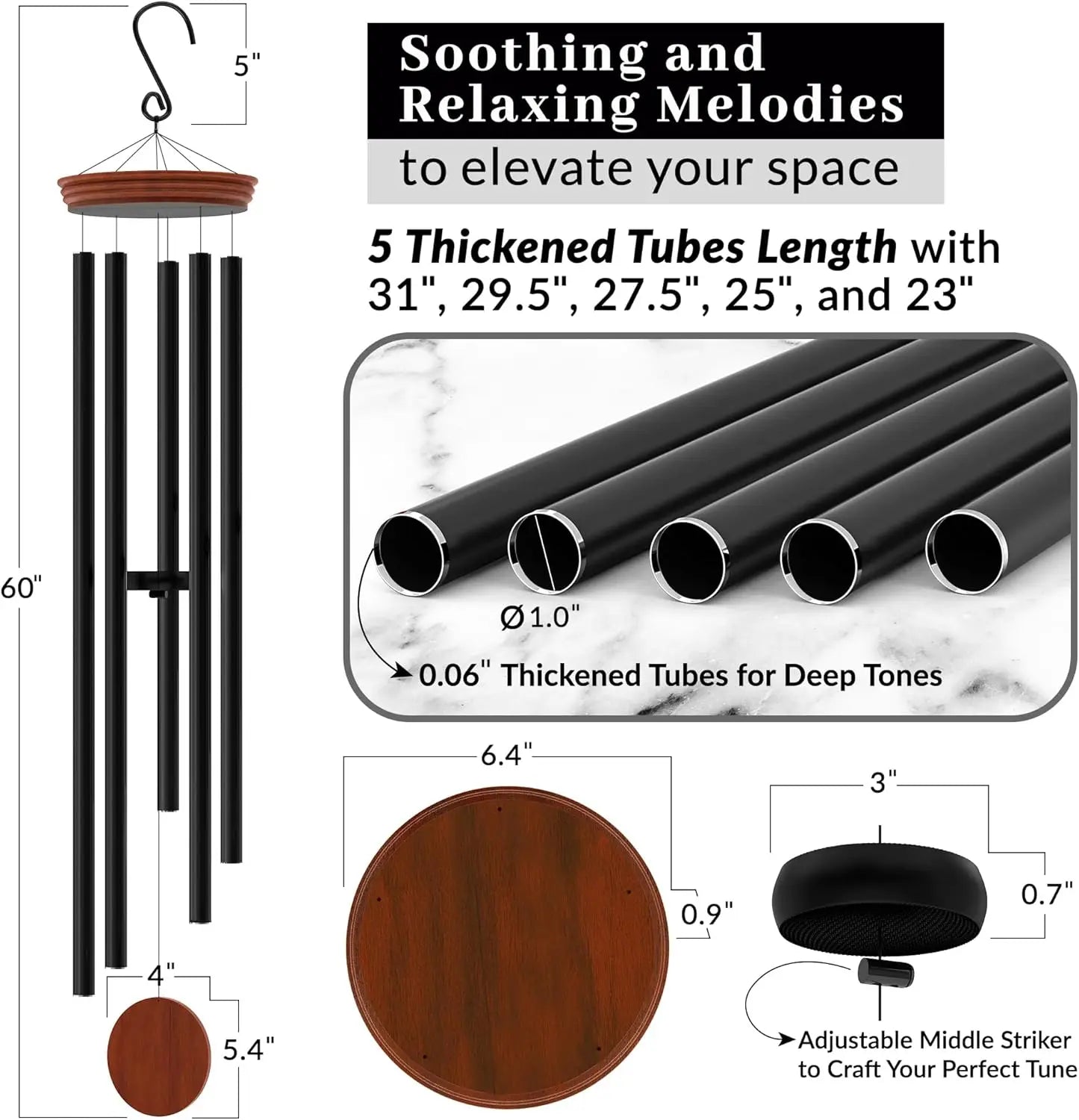 Deep-Tone Wind Chimes for Outdoor Garden and Patio Decor