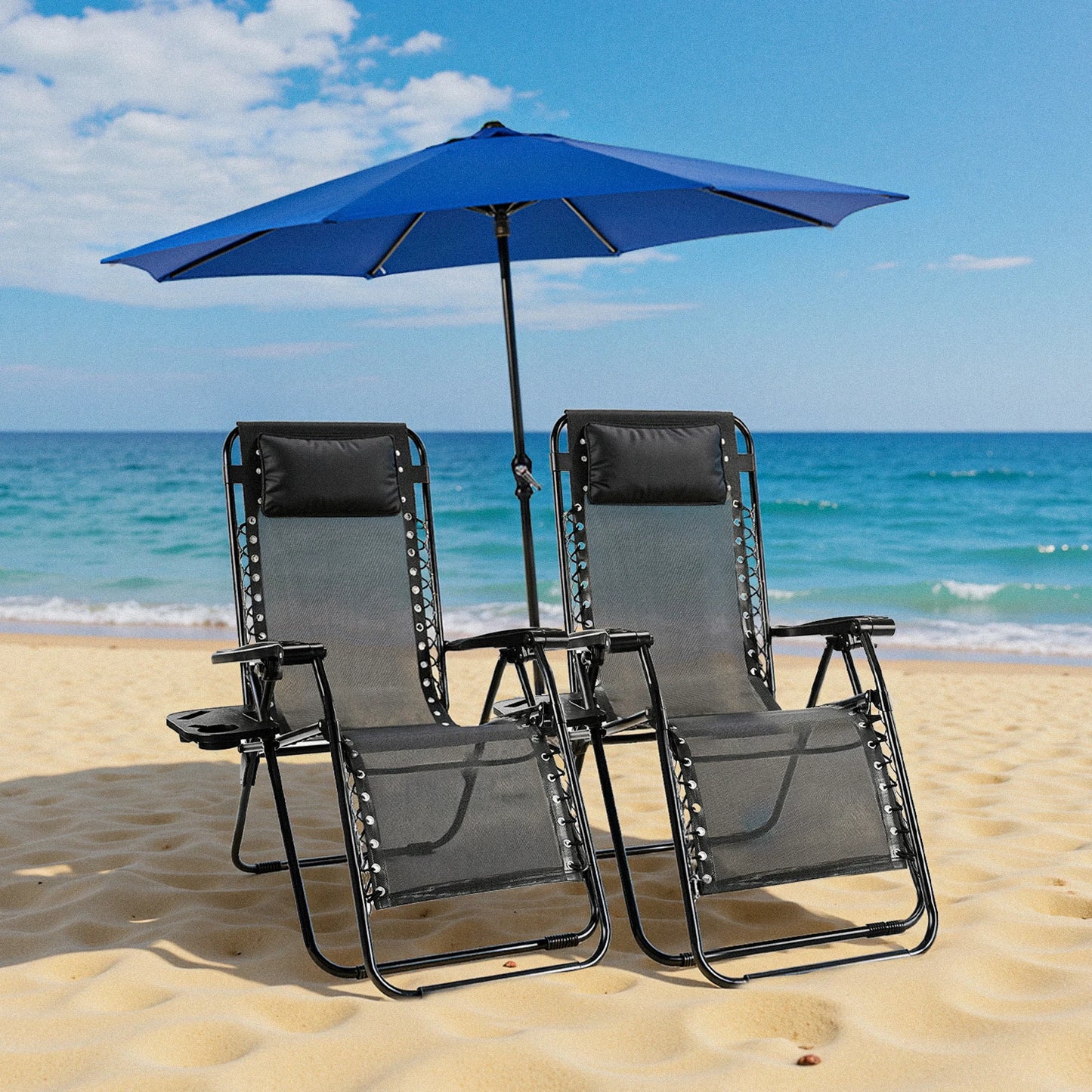 JHK Zero Gravity Portable Recliner With Cup Holders