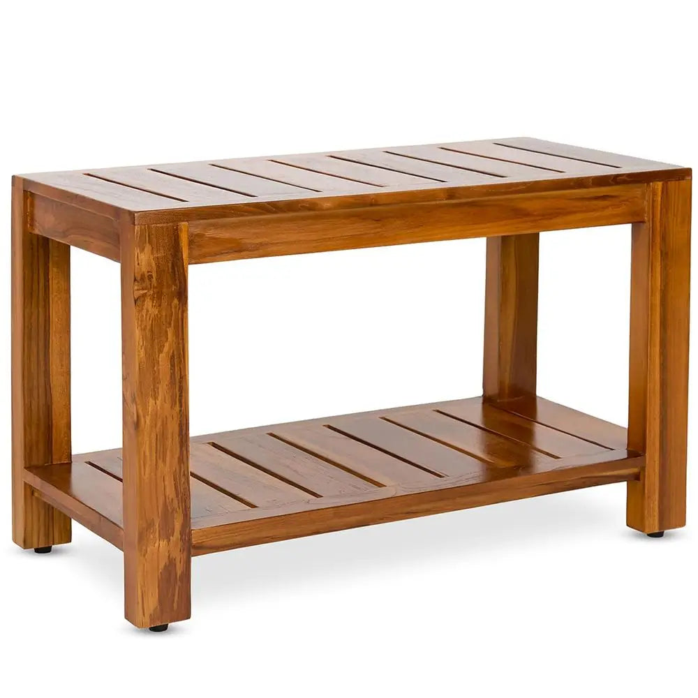 Teak Shower Bench With Shelf