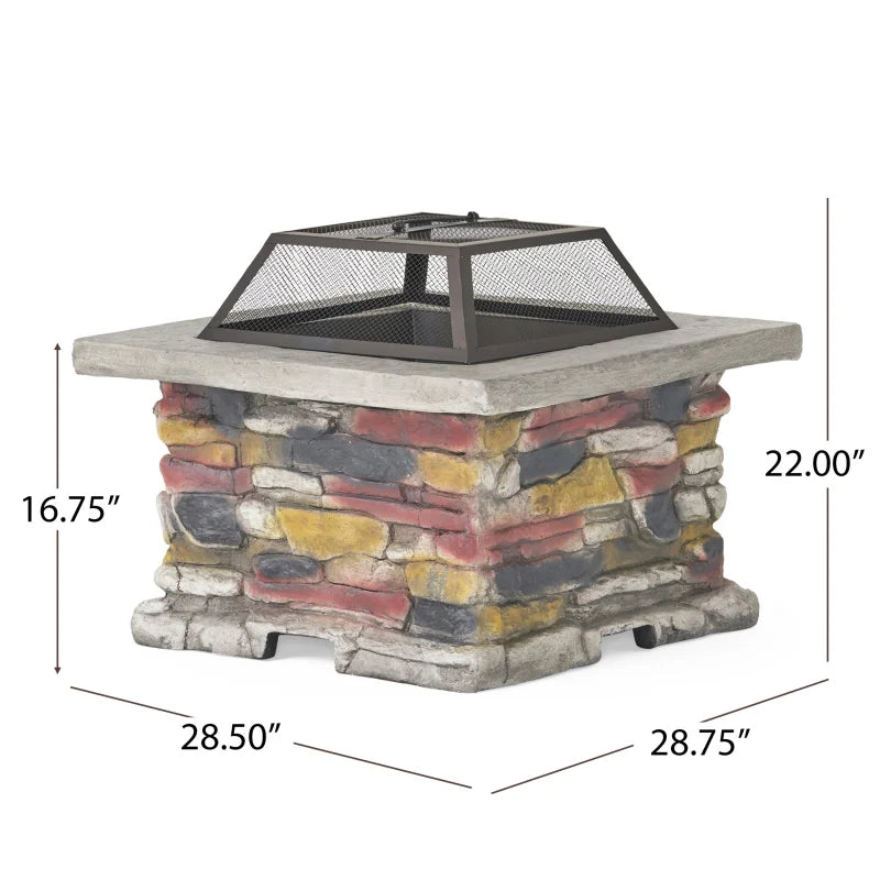 Concrete Wood Burning Outdoor Fire Pit Table With Lid