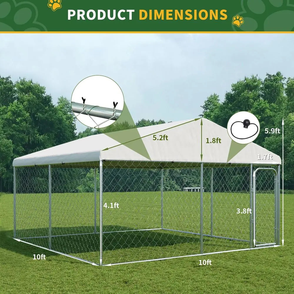 Heavy Duty Outdoor Dog Kennel With UV Roof And Double Locks