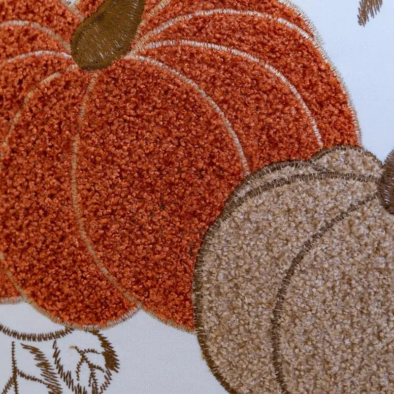 Autumn Harvest Pumpkin Embroidered Cotton Throw Pillow