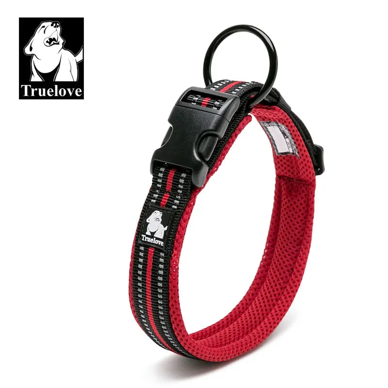 TRUELOVE Nylon Adjustable Dog Collar, Padded, Reflective, Heavy Duty