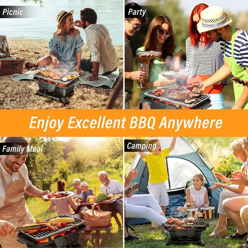 Portable Cast Iron Hibachi Grill With Grate Lifter