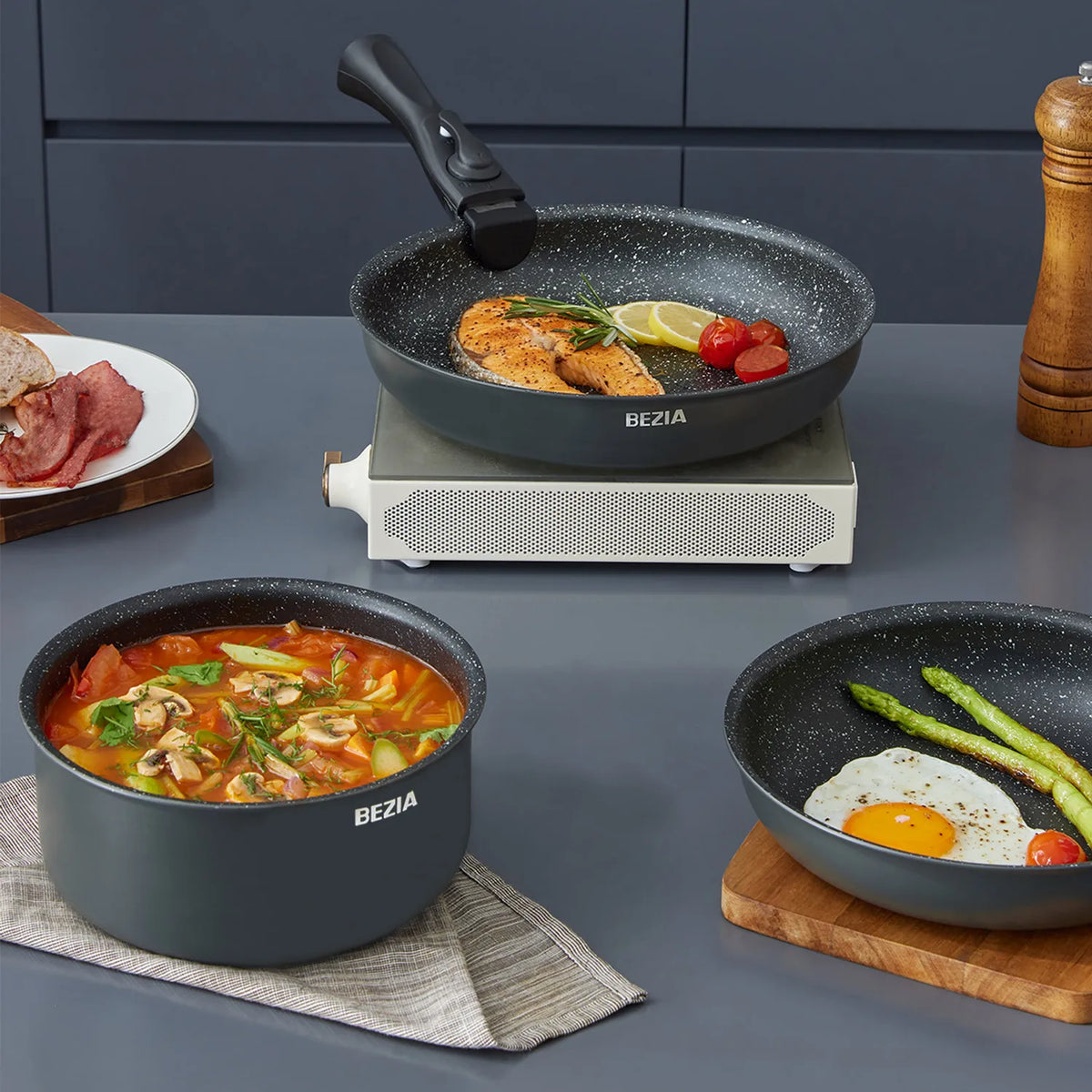 Professional Nonstick Induction Cookware Set With Removable Handles
