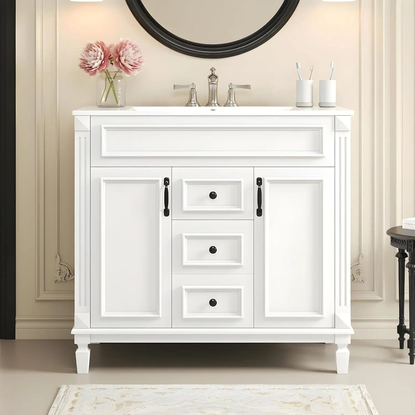 Bathroom Vanity Cabinet Freestanding Integrated Sink With Two Doors Drawers