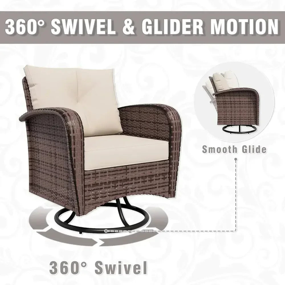 Outdoor Patio Set With Swivel Chairs, Sofa And Coffee Table