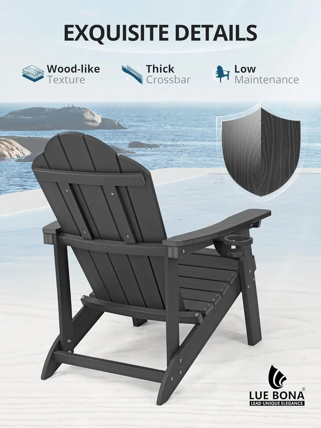 Adirondack Chairs Set of 4 Weather Resistant Outdoor Cup Holder