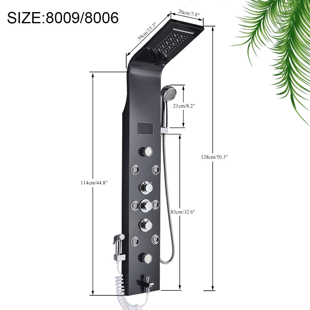 MYQualife LED Shower Panel System With Spa Massage Jets
