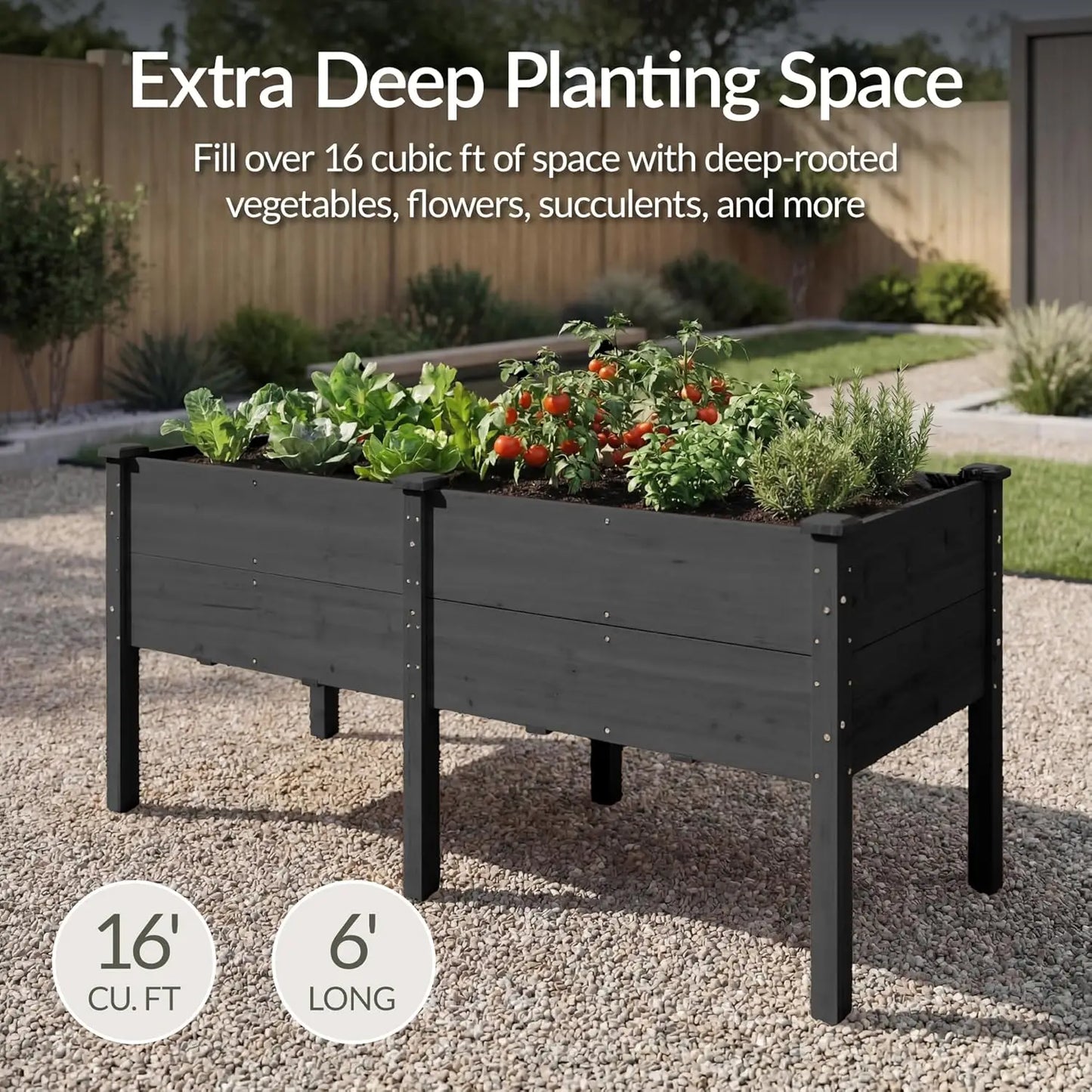 Elevated Natural Fir Planter Box For Veggie Gardens Outdoor