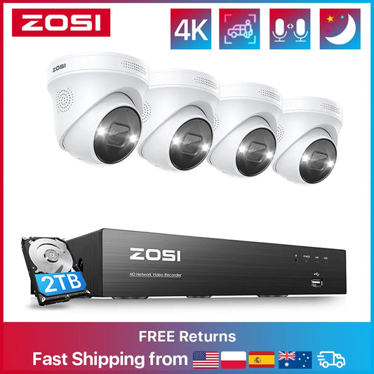 Zosi PoE Security Camera System AI Detection Night Vision