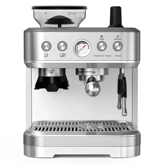 Acekool Espresso Machine With Grinder Stainless Steel Milk Frother