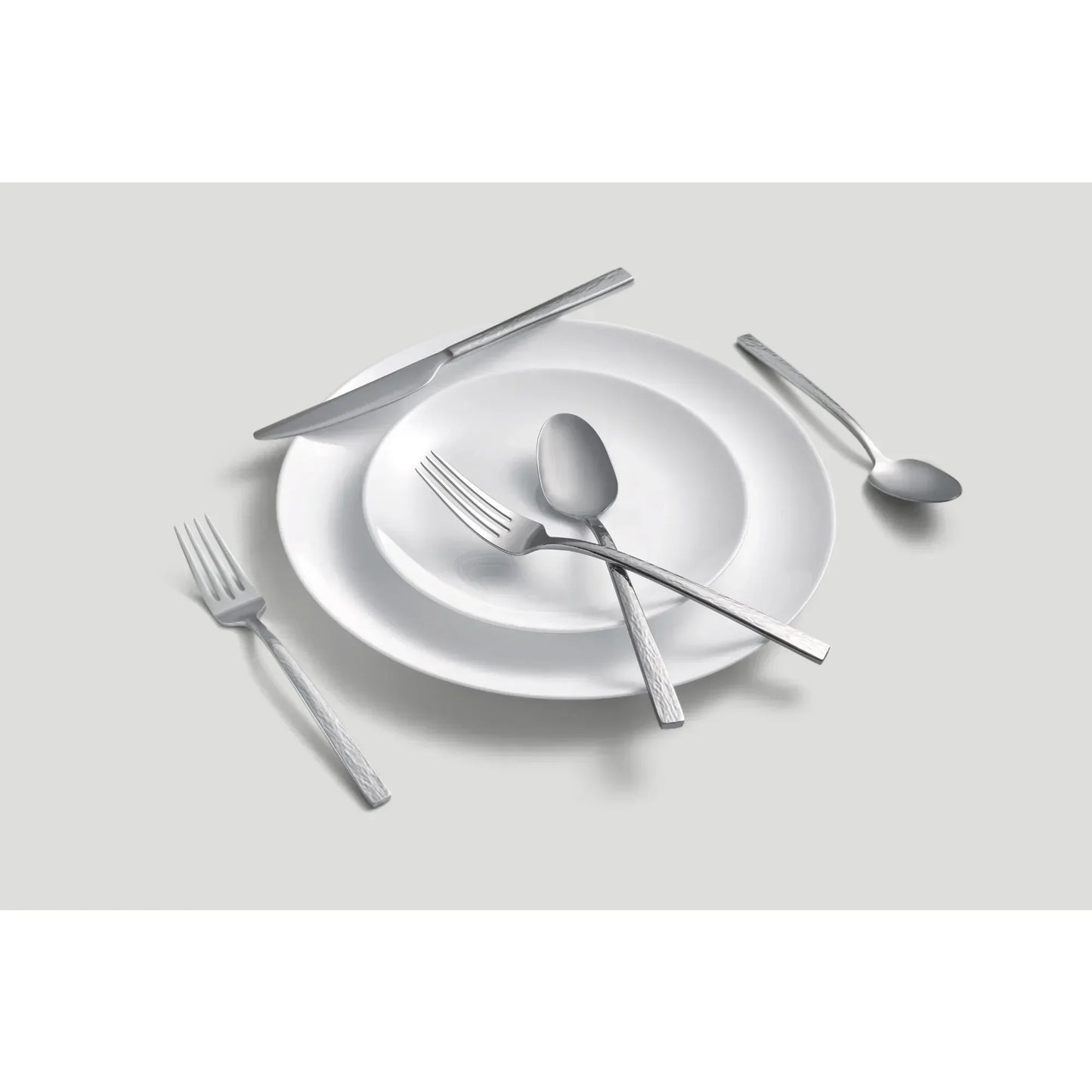 Hammered Stainless Steel Flatware Set Service For Four Dishwasher Safe