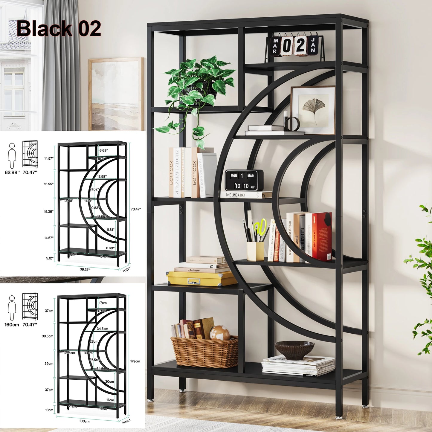 Tribesigns Industrial 5 Tier Freestanding Bookshelf