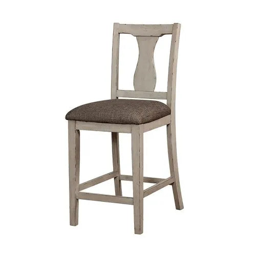 Rustic Plank Design Dining Set With Padded Chairs And Shelf