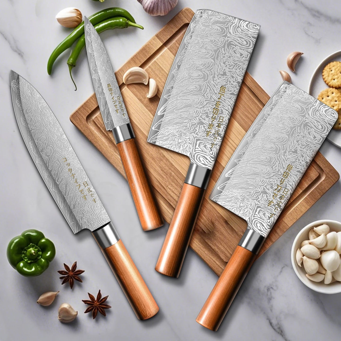 Ultra Sharp 4-Piece Japanese Chef Knife Set For Professional Kitchens