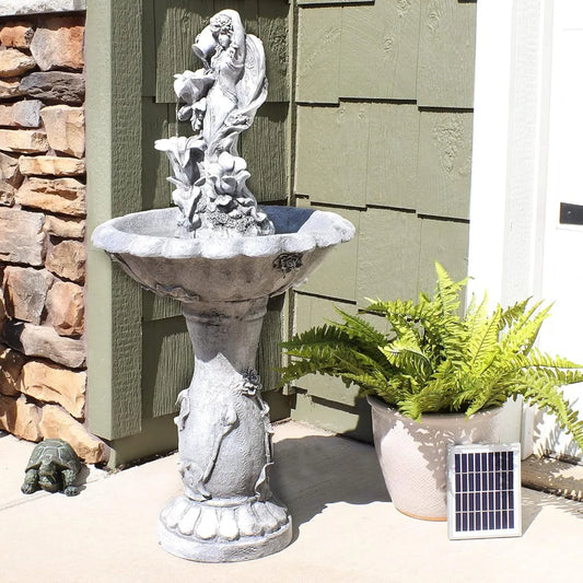 Fairy Flower Solar Water Fountain Garden Decor LED Light