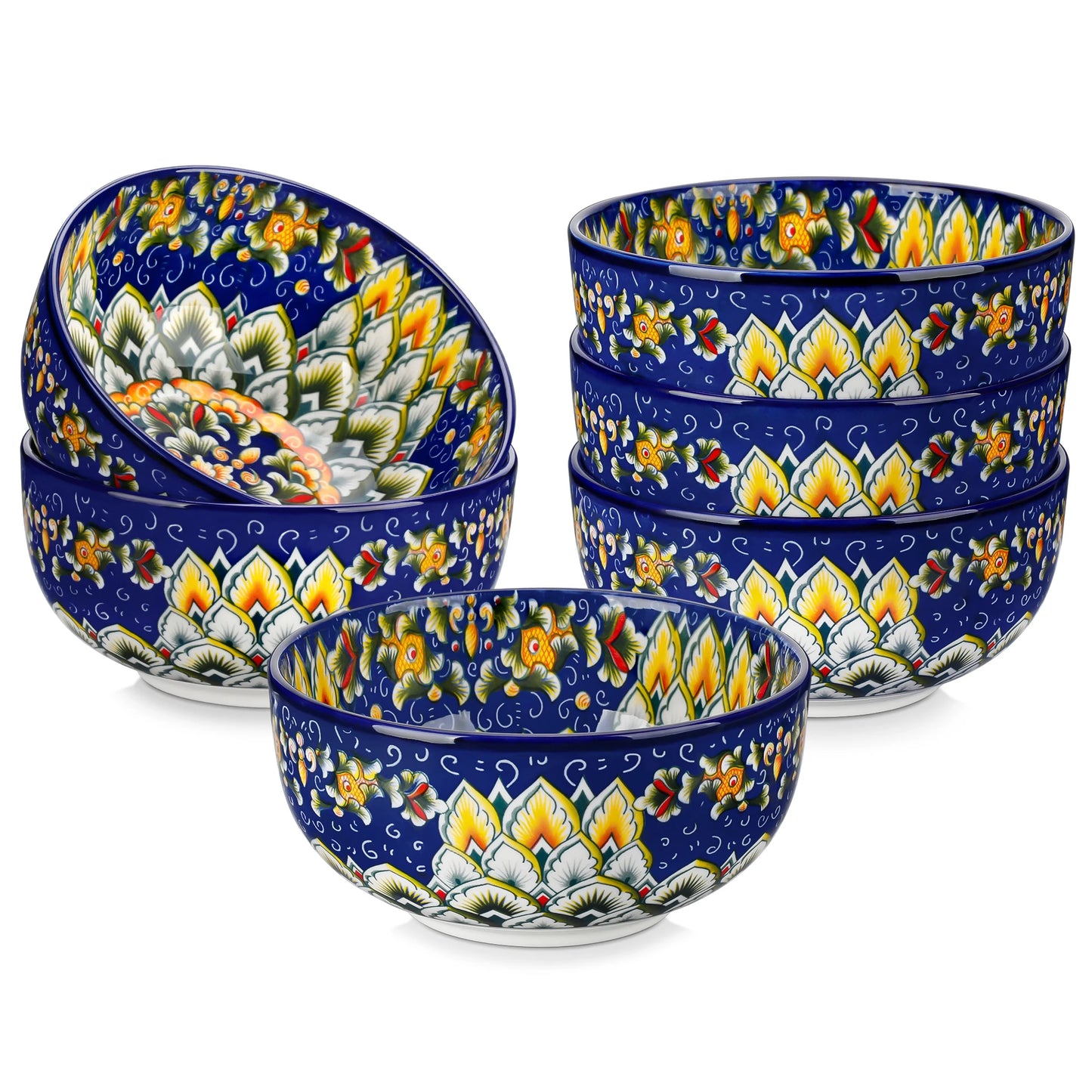 Malacasa Bohemian Style Ceramic Cereal Bowls Set Dinnerware