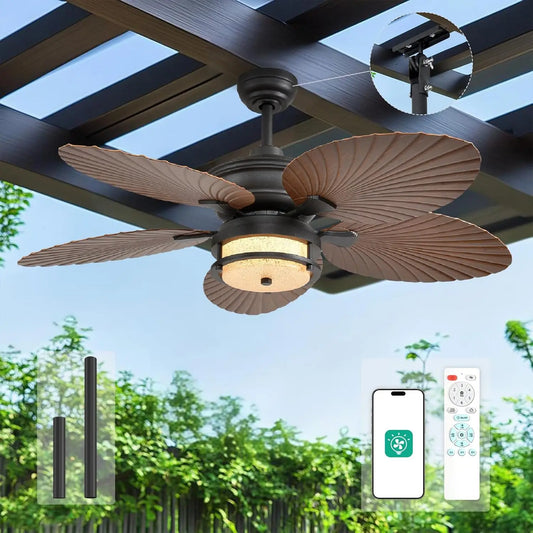 Orison Outdoor Ceiling Fan With Lights Wet Rated Dimmable LED