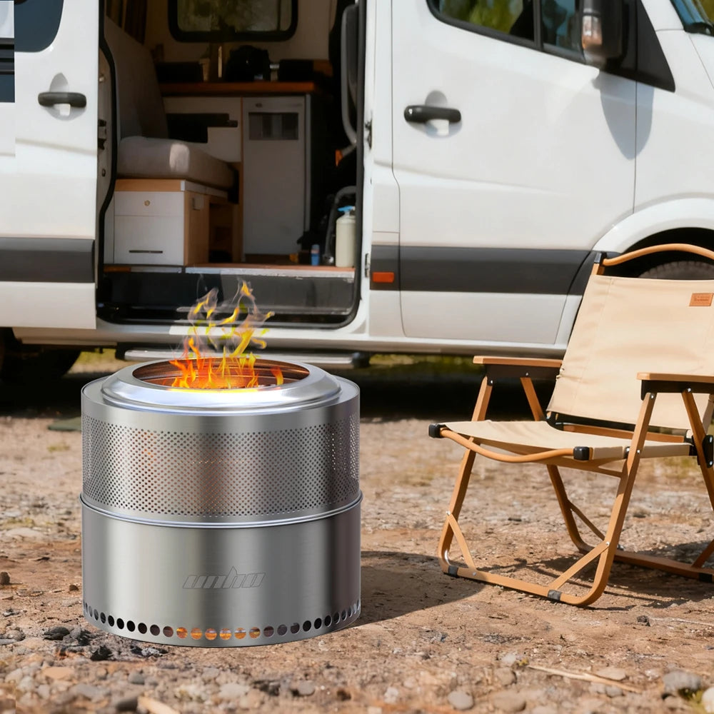Unho Portable Smokeless Fire Pit Stainless Steel Outdoor Wood Burner