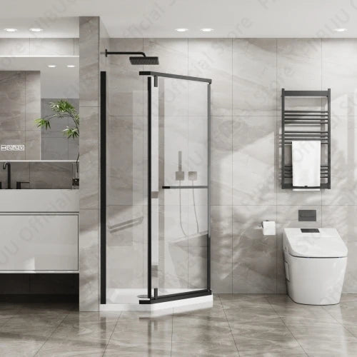 Slofy Neo Angle Frameless Shower Door With Tempered Glass Pivot Door